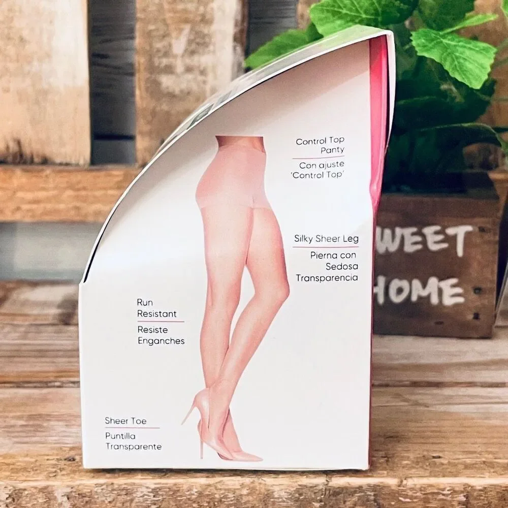 NWT 3 Pack L'eggs NUDE A Silken Mist Control Top Silky Sheer Leg Pantyhose Tight